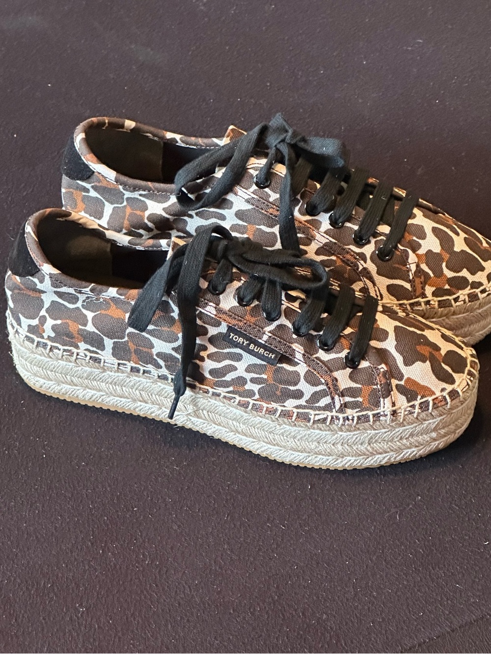 Tory Burch Leopard Print Espadrille Oxford Sneakers | Size 7.5